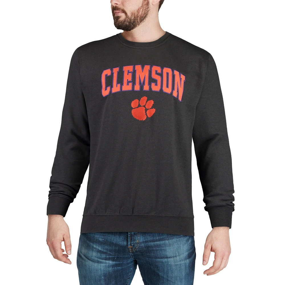 Men's Colosseum Charcoal Clemson Tigers Arch & Logo Crew Neck Sweatshirt