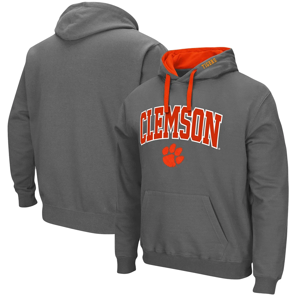 Sweat à capuche Colosseum Charcoal Clemson Tigers Big & Tall Arch Logo 2.0 pour homme