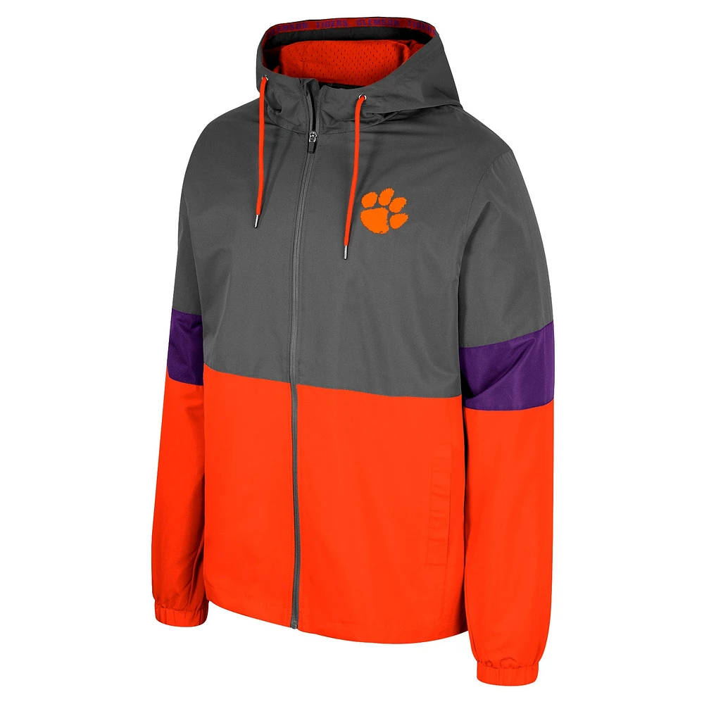 Men's Colosseum Charcoal Clemson Tigers Miles Full-Zip Jacket