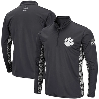 Colosseum Charcoal Clemson Tigers OHT Military Appreciation Digital Camo Lightweight Quarter-Zip Pullover pour homme