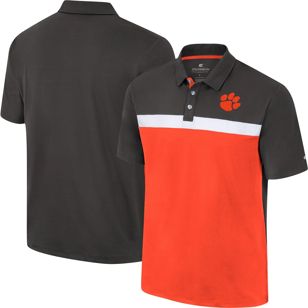 Men's Colosseum Charcoal Clemson Tigers Two Yutes Polo