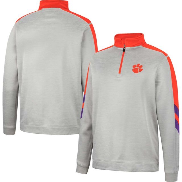 Veste Colosseum Gris/Orange Clemson Tigers Bushwood Fleece Quarter-Zip pour homme