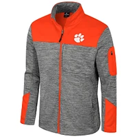 Veste zippée intégrale pour homme Colosseum Grey/Orange Clemson Tigers Guard