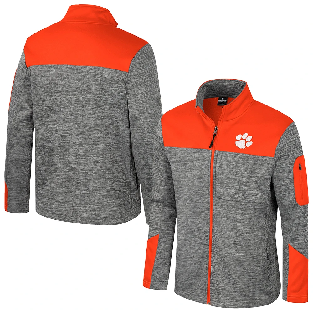 Men's Colosseum  Gray/Orange Clemson Tigers Guard Full-Zip Jacket