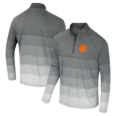 Men's Colosseum  Gray Clemson Tigers AI Striped Mesh Quarter-Zip Raglan Windshirt