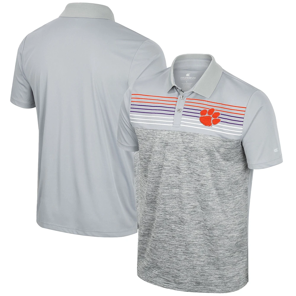 Men's Colosseum Gray Clemson Tigers Cybernetic Polo