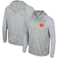 Colosseum Grey Clemson Tigers Cybernetic Raglan Quarter-Zip Hooded Top