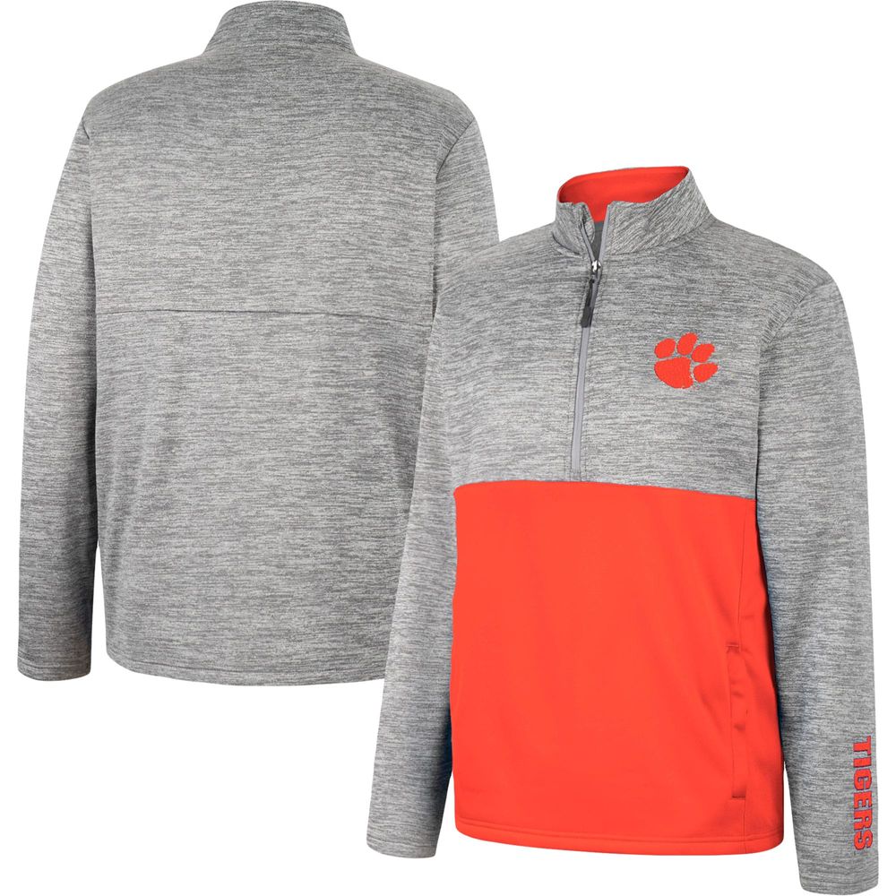 Men's Colosseum Gray Clemson Tigers John Half-Zip Jacket