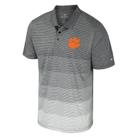 Men's Colosseum Gray Clemson Tigers Striped Mesh Polo