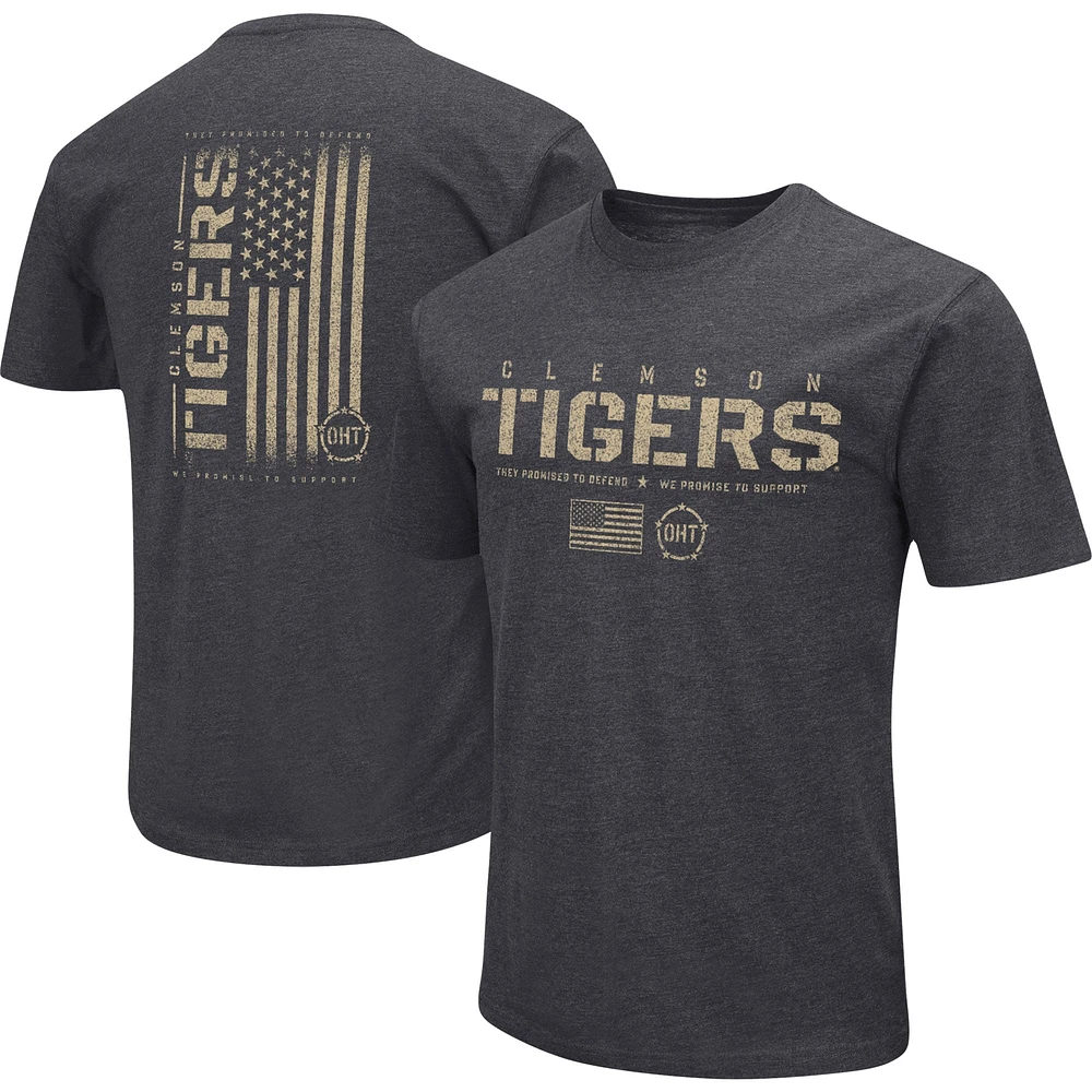 T-shirt pour homme Colosseum Heather Black Clemson Tigers Big & Tall OHT Military Appreciation Playbook