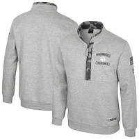 Men's Colosseum Heather Gray Clemson Tigers OORAH OHT Military Appreciation Fleece Quarter-Zip Jacket