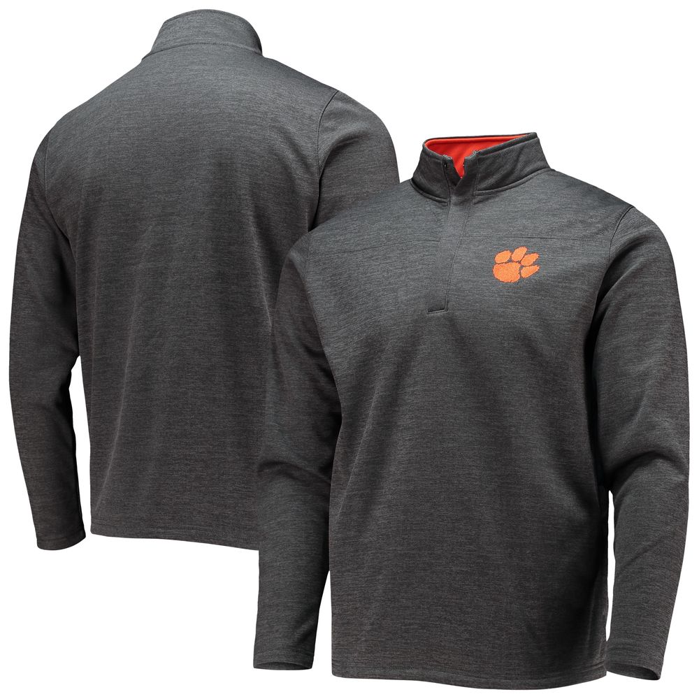 Men's Colosseum Heathered Charcoal Clemson Tigers Roman Pullover Jacket