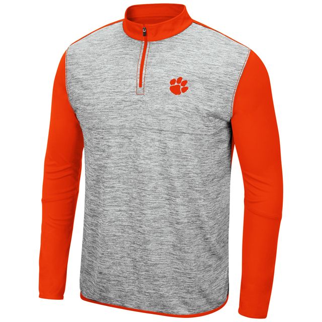 Veste Homme Colosseum Heathered Grey/Orange Clemson Tigers Prospect Quarter-Zip