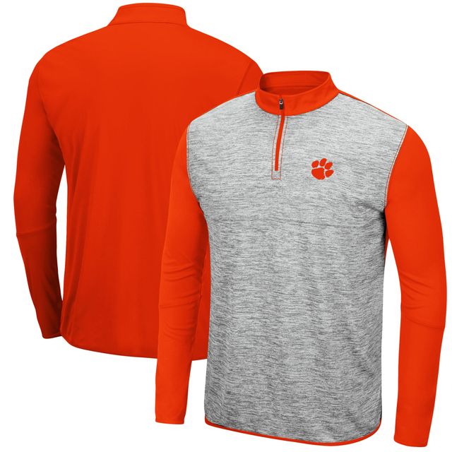 Veste Homme Colosseum Heathered Grey/Orange Clemson Tigers Prospect Quarter-Zip