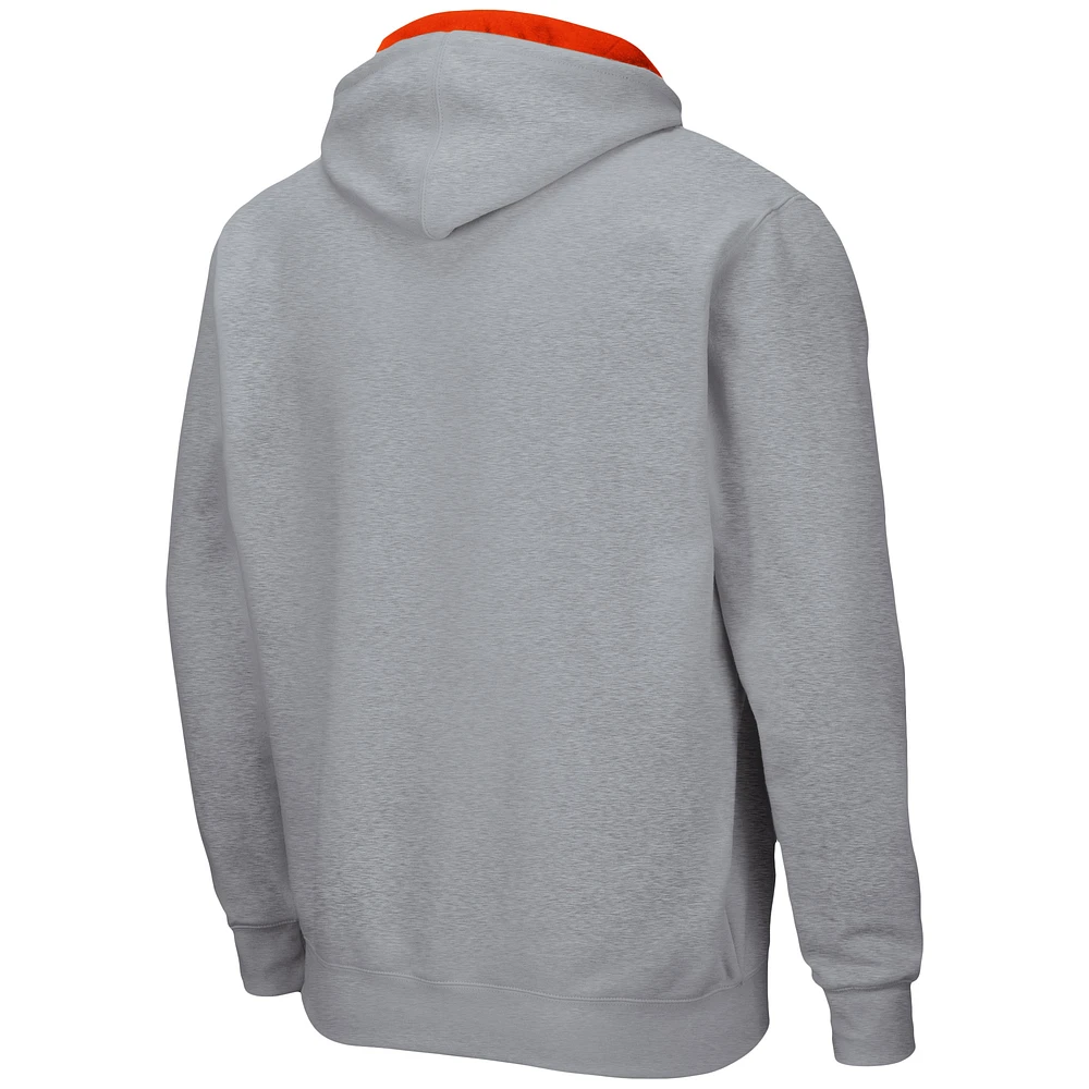 Men's Colosseum Heathered Gray Clemson Tigers Arch & Logo 3.0 Full-Zip Hoodie