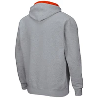 Men's Colosseum Heathered Gray Clemson Tigers Arch & Logo 3.0 Full-Zip Hoodie