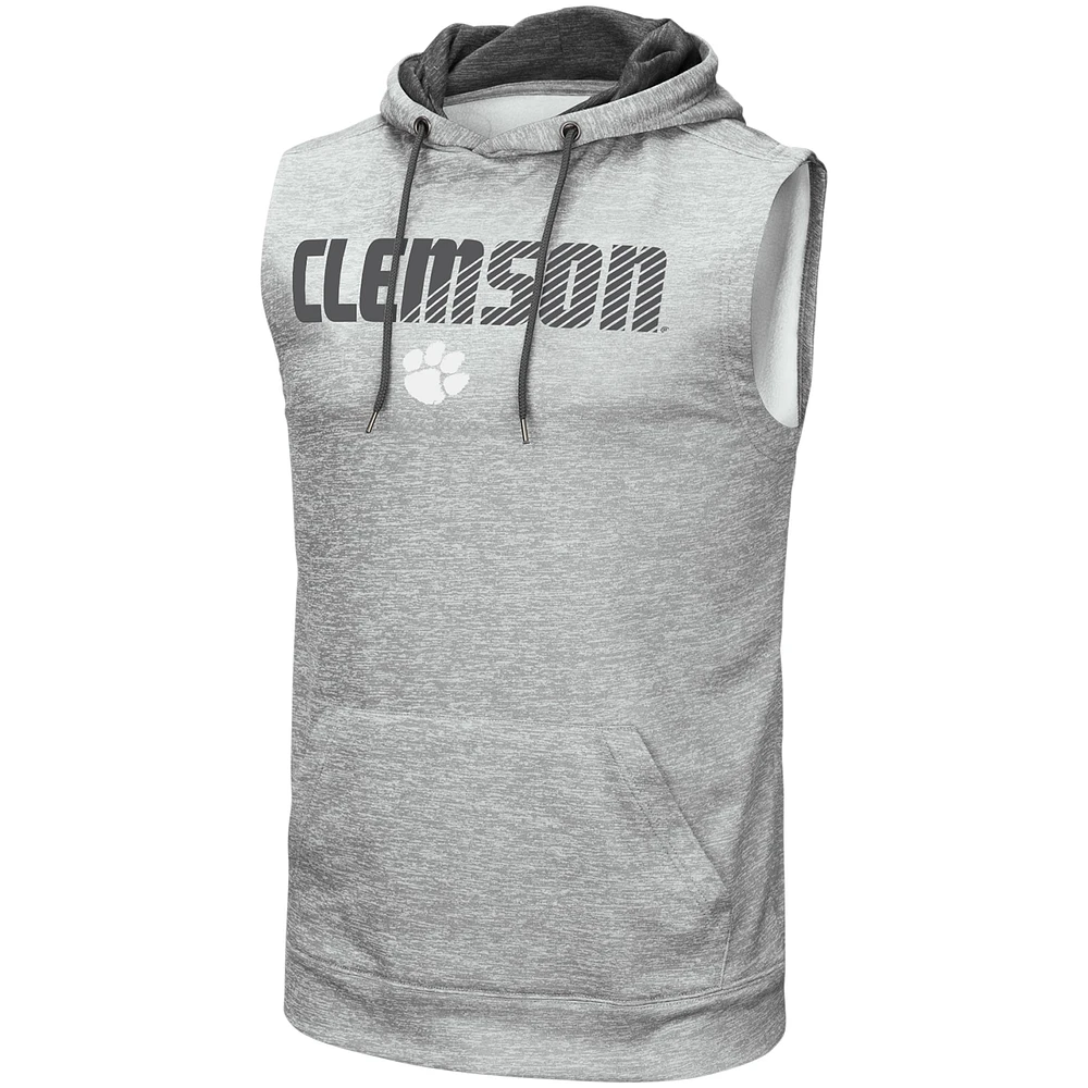 Sweat à capuche sans manches pour homme Colosseum Heathered Grey Clemson Tigers Banked