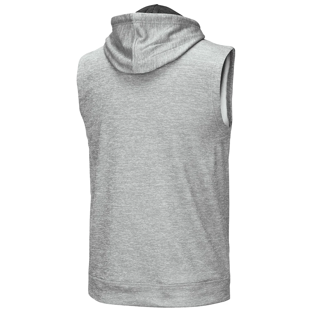 Men's Colosseum Heathered Gray Clemson Tigers Banked Sleeveless Pullover Hoodie