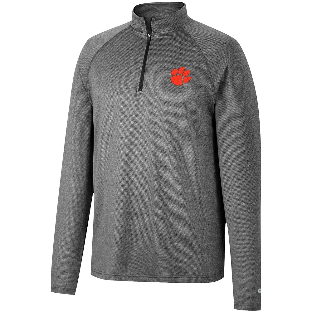 Men's Colosseum Heathered Gray Clemson Tigers Earth First Raglan Quarter-Zip Windshirt