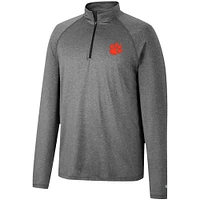 Men's Colosseum Heathered Gray Clemson Tigers Earth First Raglan Quarter-Zip Windshirt