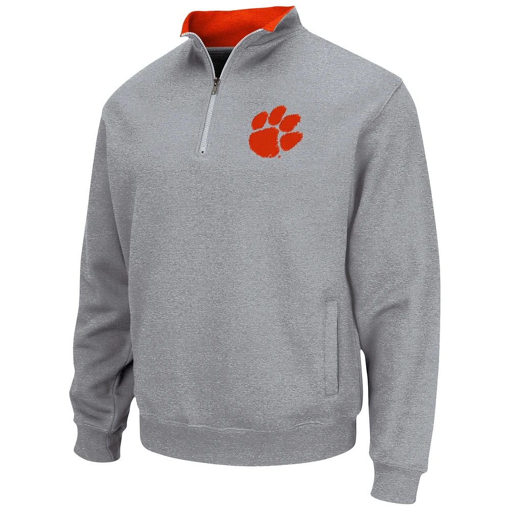 Men's Colosseum Heathered Gray Clemson Tigers Tortugas Team Logo Quarter-Zip Jacket