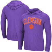 Men's Colosseum Heathered Purple Clemson Tigers Big & Tall Wingman Raglan Hoodie T-Shirt