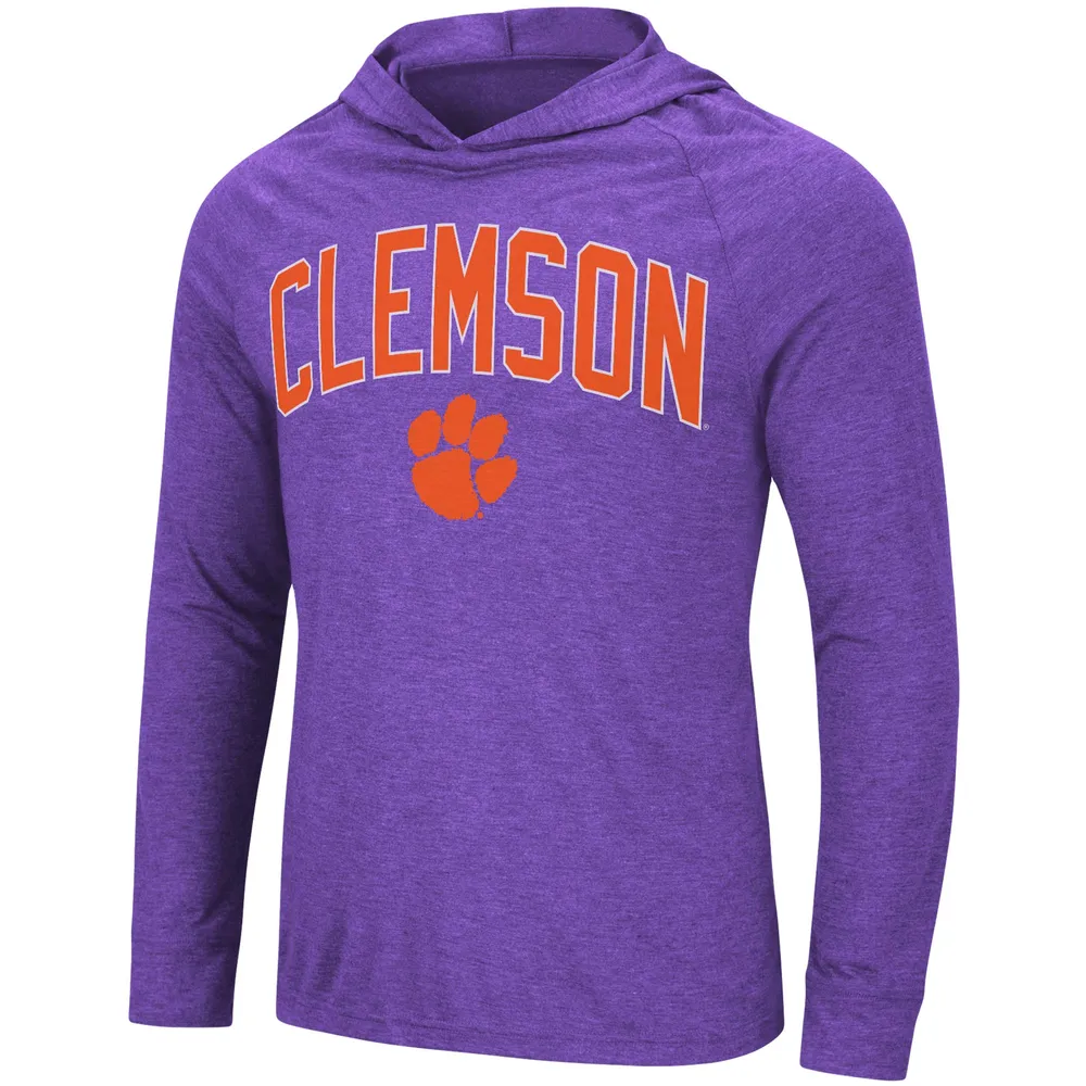 T-shirt à capuche raglan Colosseum Heathered Purple Clemson Tigers Big & Tall Wingman pour homme