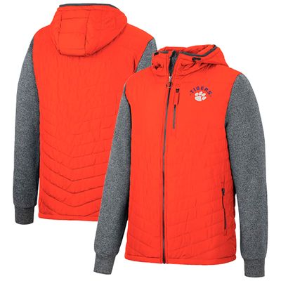 Men's Colosseum Orange/Charcoal Clemson Tigers Course Herringbone Full-Zip Hoodie