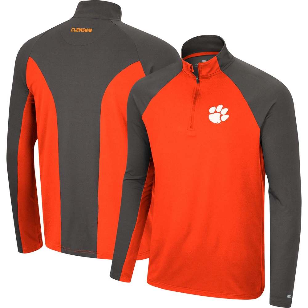 Men's Colosseum Orange/Charcoal Clemson Tigers Two Yutes Raglan Quarter-Zip Windshirt