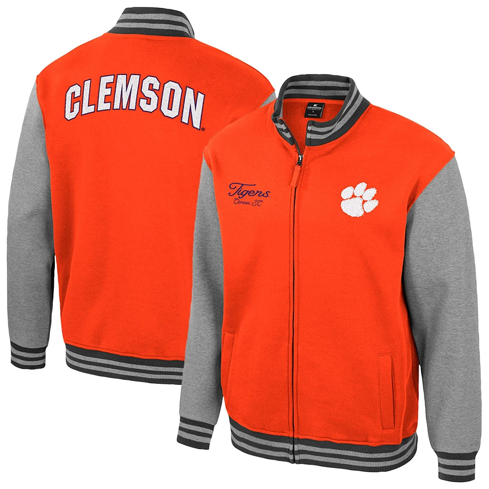 Veste universitaire entièrement zippée Ambi-Turner orange Colosseum pour homme des Clemson Tigers