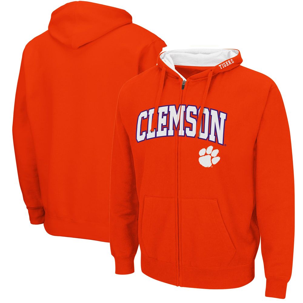 Men's Colosseum Clemson Tigers Arch & Logo 3.0 Full-Zip Hoodie