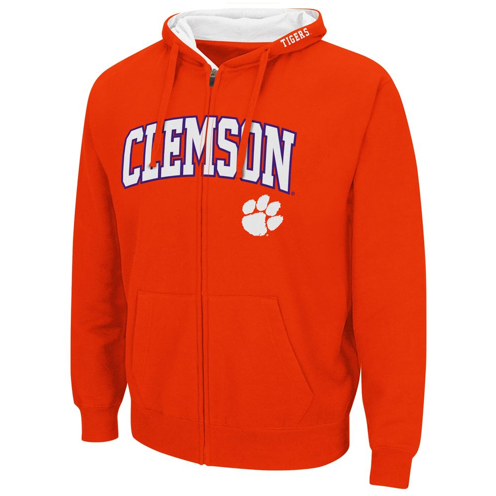 Men's Colosseum Clemson Tigers Arch & Logo 3.0 Full-Zip Hoodie