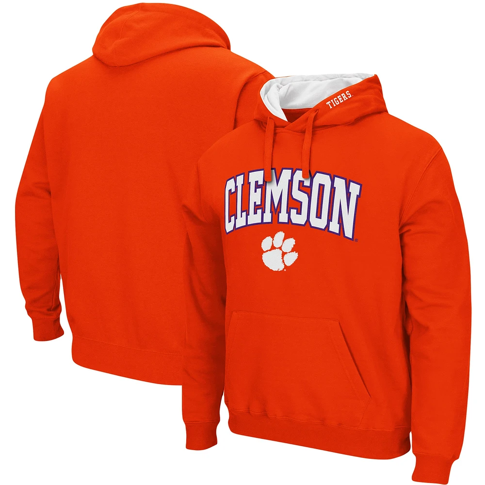 Chandail à capuchon Colosseum Orange pour hommes Clemson Tigers Arch & Logo 3.0