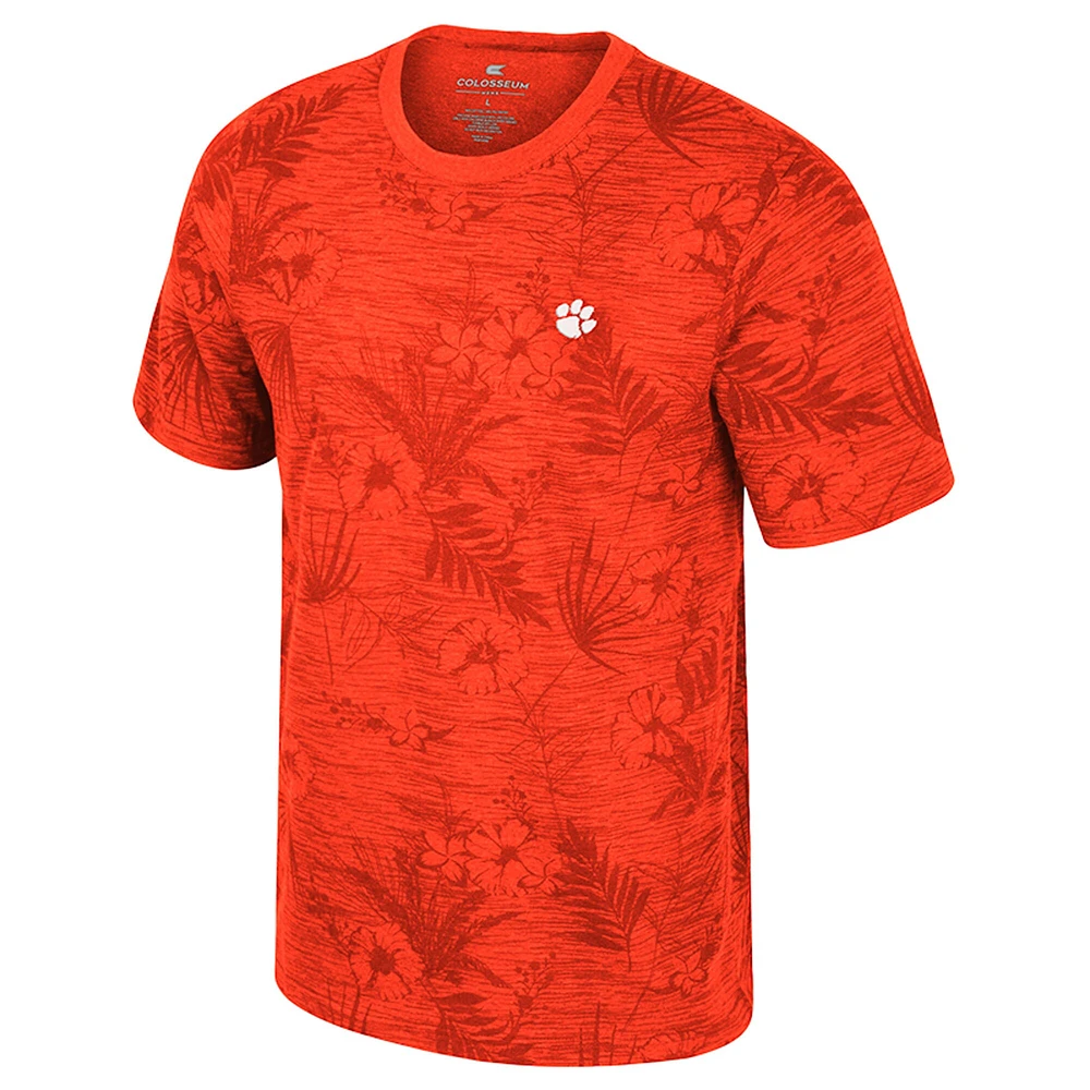 T-shirt à imprimé floral orange Colosseum pour homme des Clemson Tigers