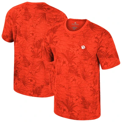 T-shirt à imprimé floral orange Colosseum pour homme des Clemson Tigers