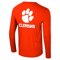 Men's Colosseum Orange Clemson Tigers Logo Lockup 3-Hit Active Blend Long Sleeve T-Shirt