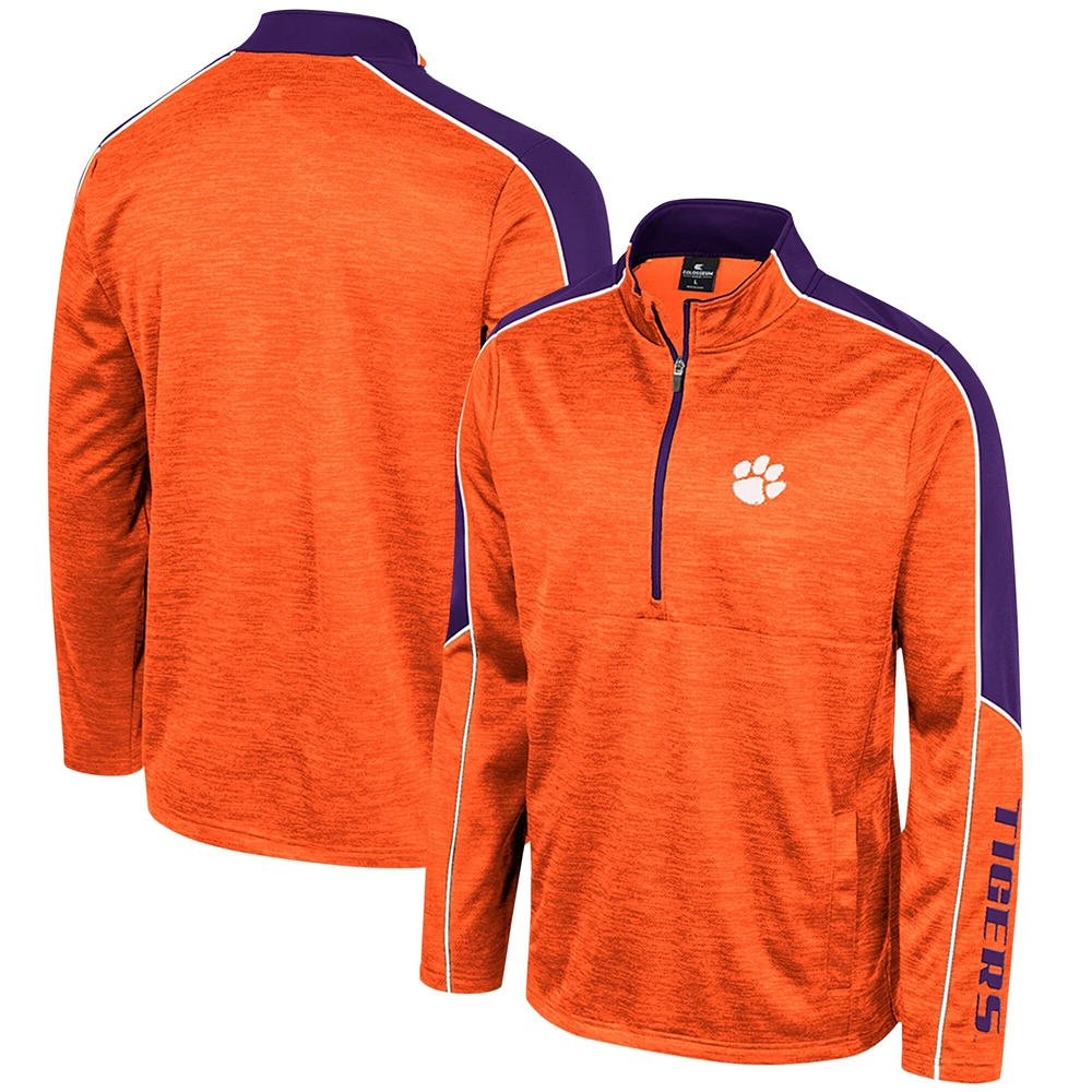 Men's Colosseum Orange Clemson Tigers Marled Half-Zip Jacket