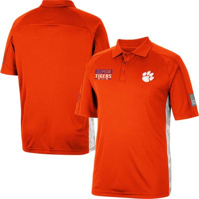 Men's Colosseum Orange Clemson Tigers OHT Military Appreciation Snow Camo Polo