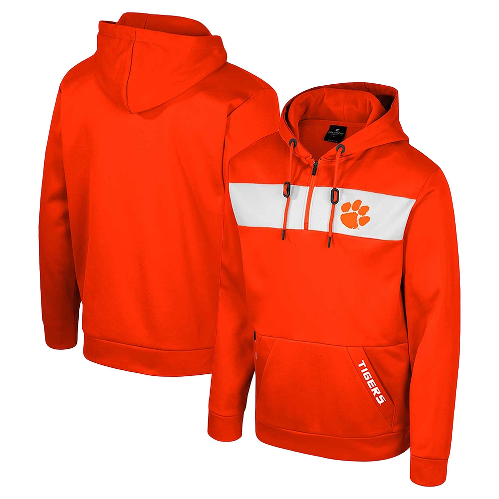 Sweat à capuche zippé 1/4 Colosseum Orange Clemson Tigers pour hommes