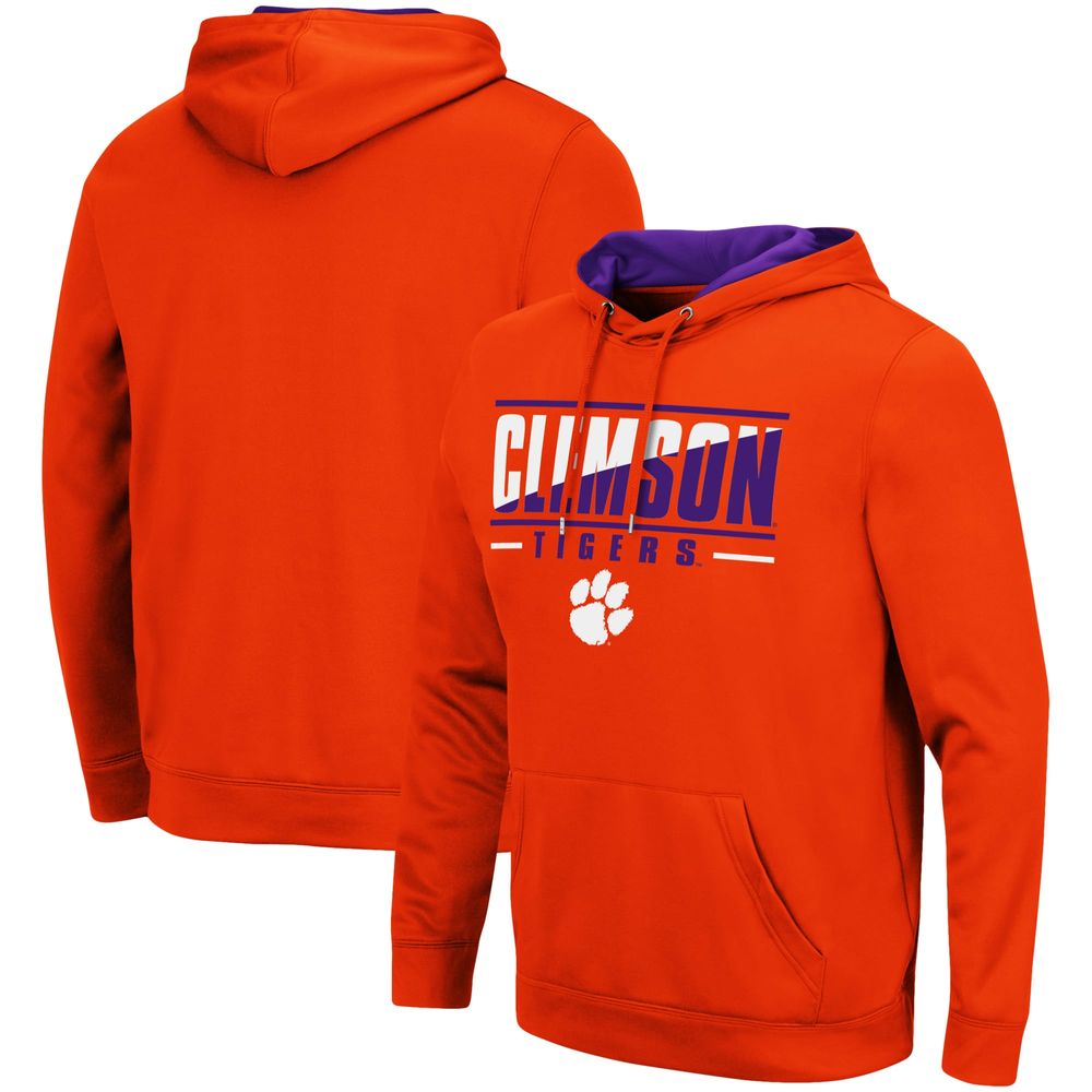 Men's Colosseum Orange Clemson Tigers Slash Stack 2.0 Pullover Hoodie