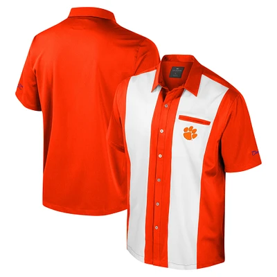 Chemise boutonnée de bowling Strike pour homme, orange Colosseum, Clemson Tigers