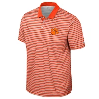 Polo rayé orange Colosseum pour homme des Clemson Tigers