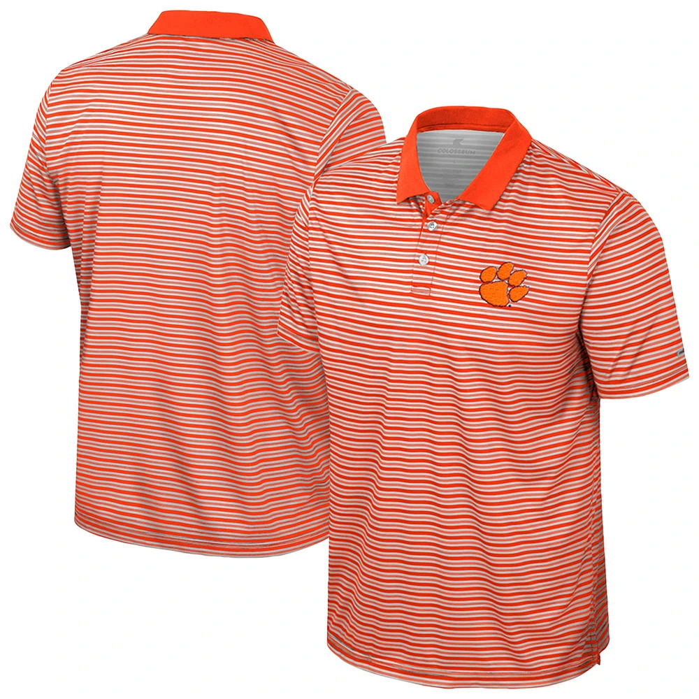 Polo rayé orange Colosseum pour homme des Clemson Tigers