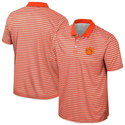 Polo rayé orange Colosseum pour homme des Clemson Tigers