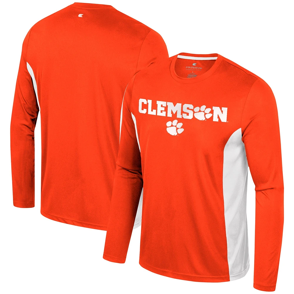 T-shirt d'échauffement à manches longues Colosseum Orange Clemson Tigers pour hommes