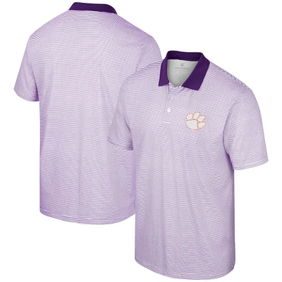 Polo Colosseum Homme Blanc Clemson Tigers Imprimé Stripe