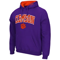 Men's Colosseum Purple Clemson Tigers Arch & Logo 3.0 Pullover Hoodie