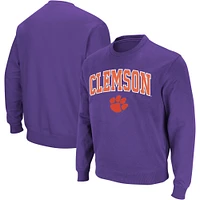 Colosseum Purple Clemson Tigers Arch & Logo Crew Neck Sweat-shirt pour homme