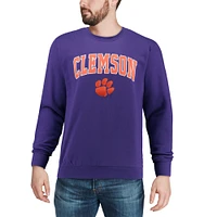 Men's Colosseum Purple Clemson Tigers Arch & Logo Crew Neck Sweatshirt