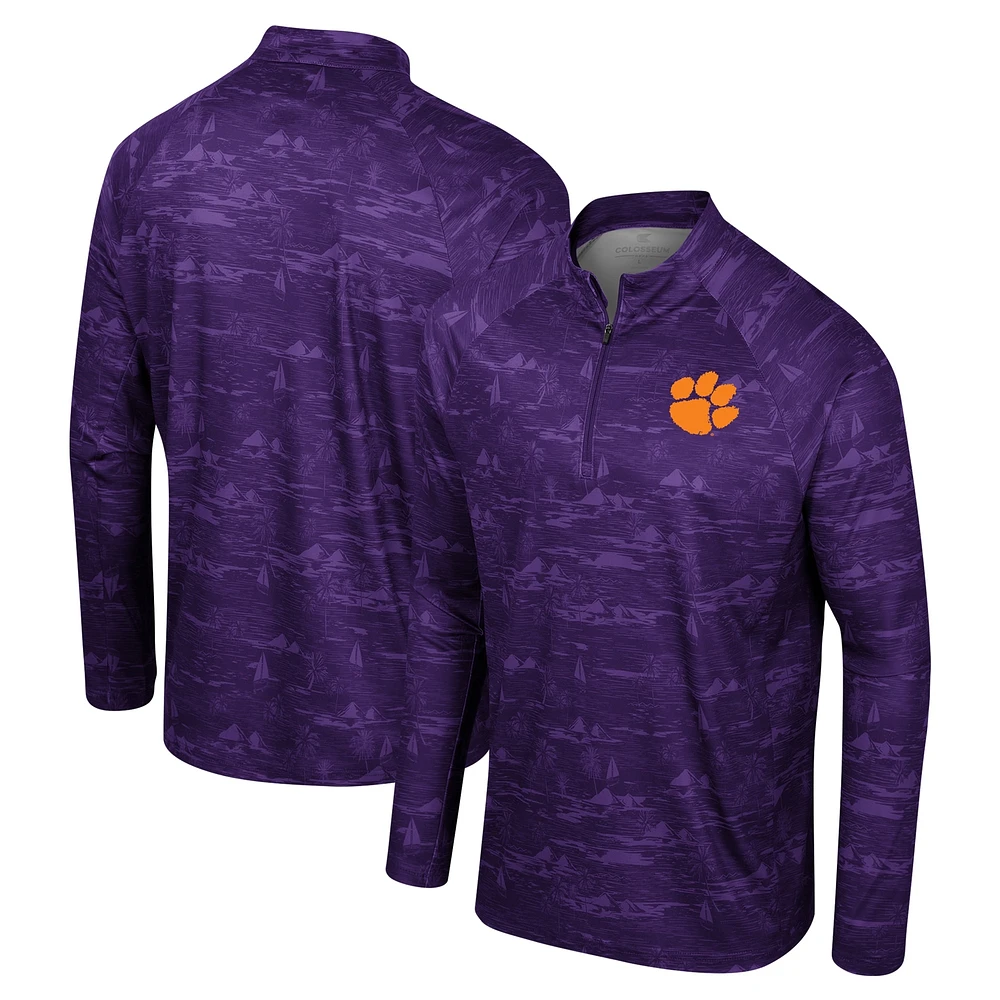 Men's Colosseum Purple Clemson Tigers Carson Raglan Quarter-Zip Jacket